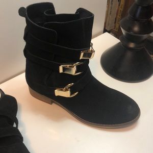 Black suede booties